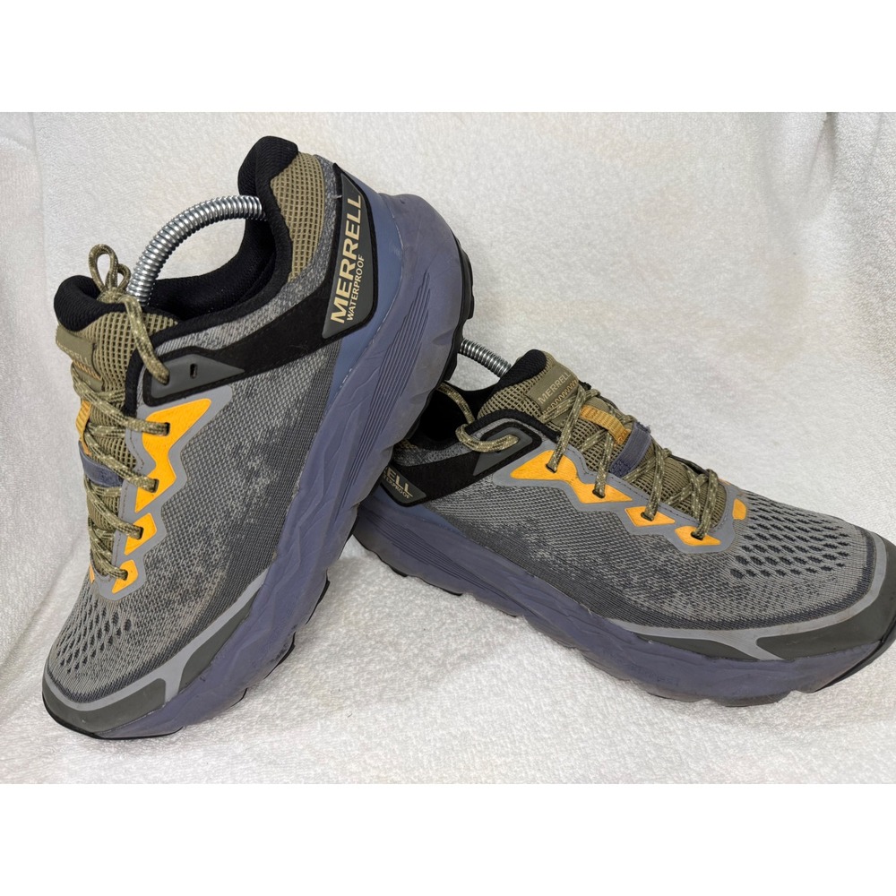 Merrell Nova 3 Waterproof Trail Running Shoes Mens Grey Orange Hiking Sneakers